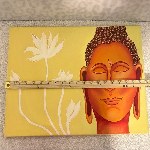 Hand Painted and Drawing of Buddha Meditation Enlightenment on Canvas 16x20 - Picture 3 of 4
